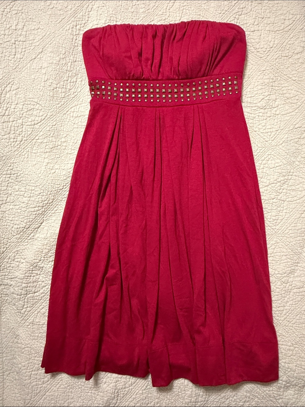 Trixxi Strapless red Dress with Studded Waist